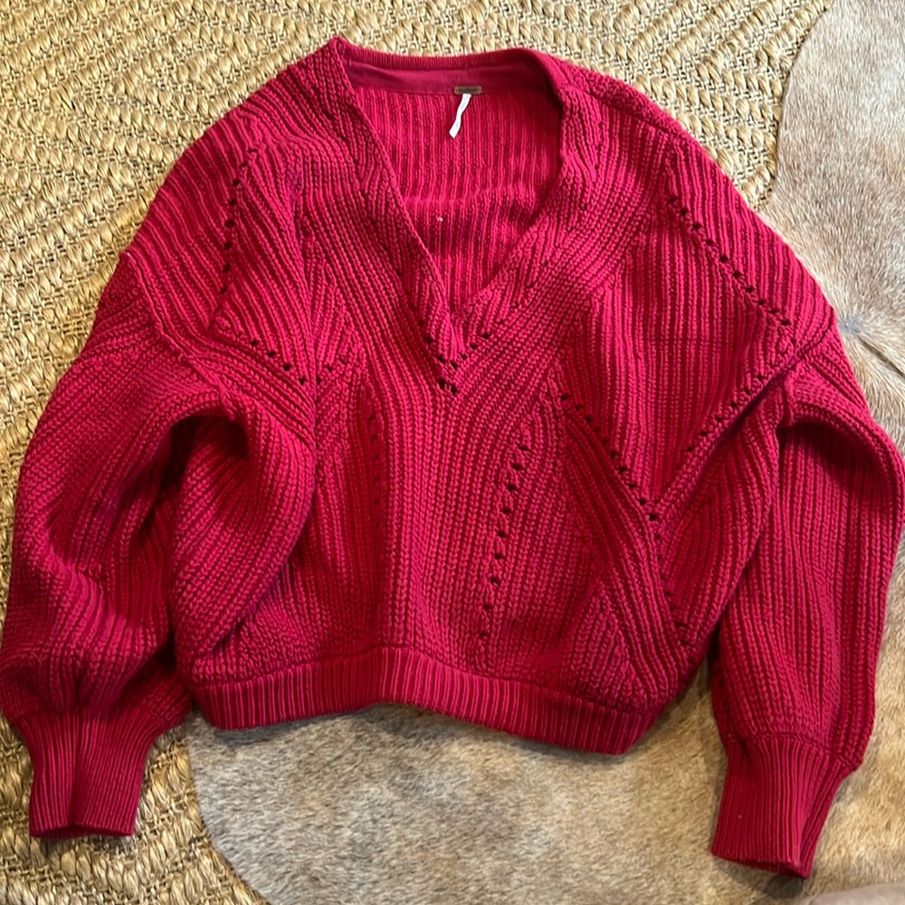 Medium red free people sweater